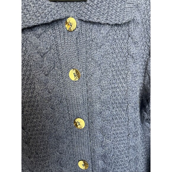 Aran Crafts Cardigan Sweater Small Marino Wool Cable Knit‎ Fisherman Button Up - Picture 4 of 8